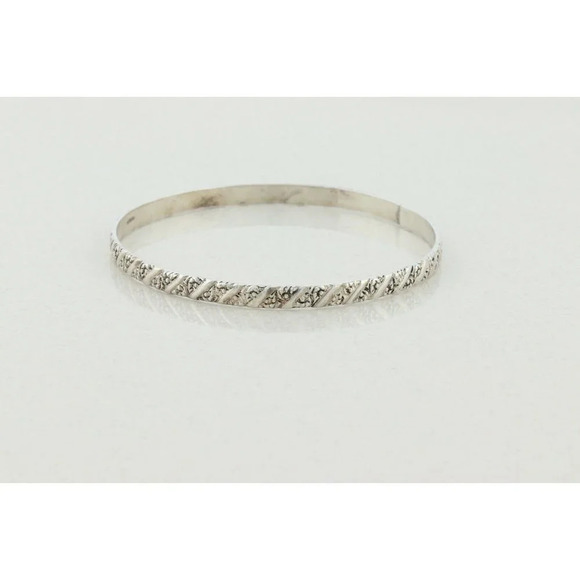 Sterling Silver Bangle Bracelet 8" inch Round 2 5/8" inch Diameter - Picture 5 of 7